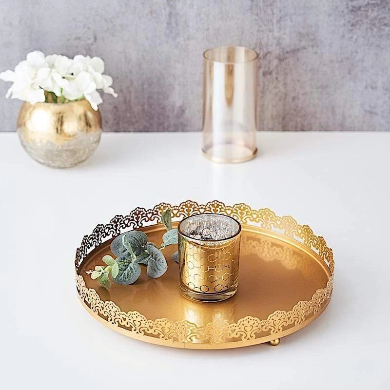 12 In Round Serving Trays With Decorative Embossed Rim - Image 12