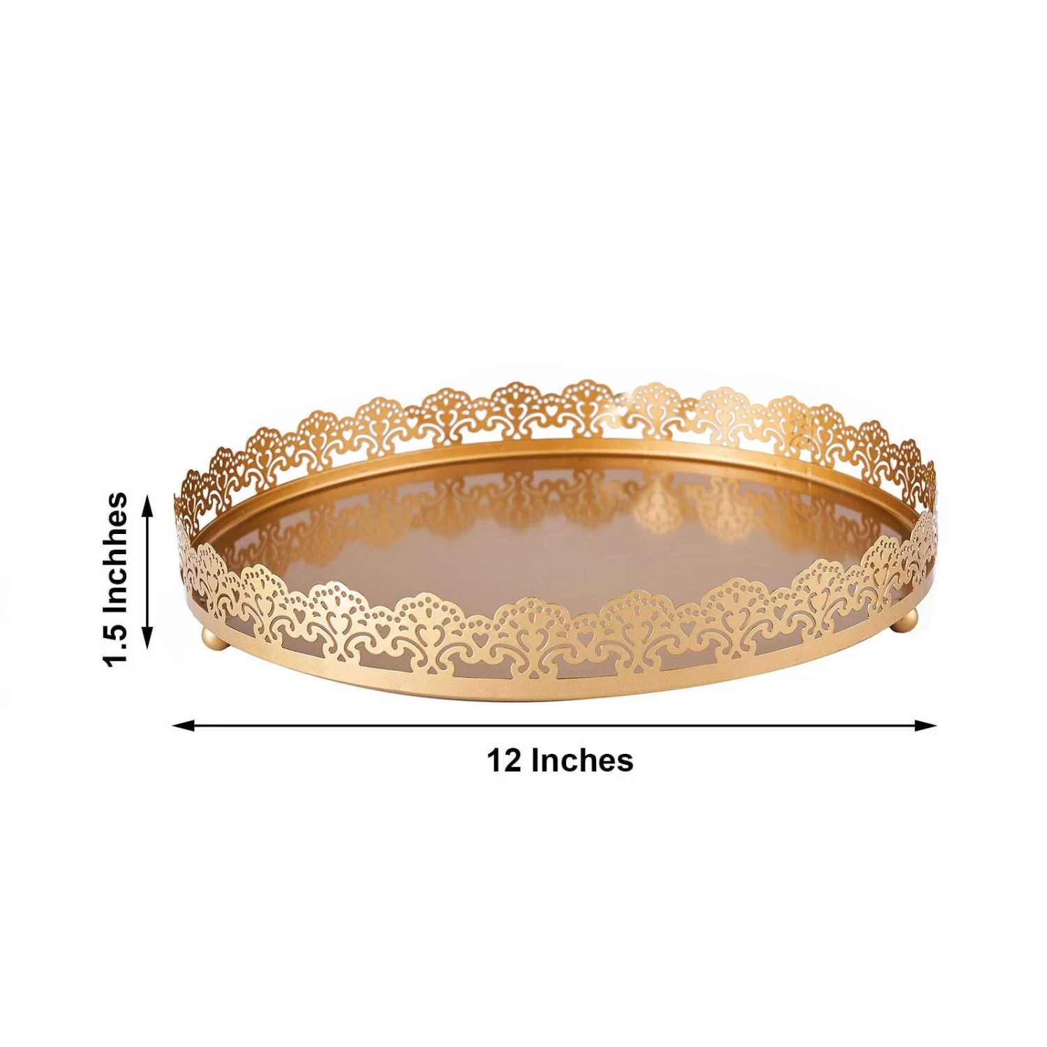 12 In Round Serving Trays With Decorative Embossed Rim - Image 16