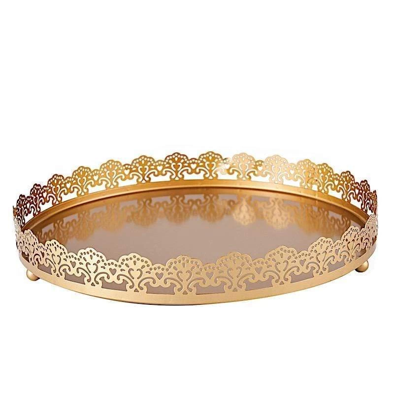 12 In Round Serving Trays With Decorative Embossed Rim - Image 15