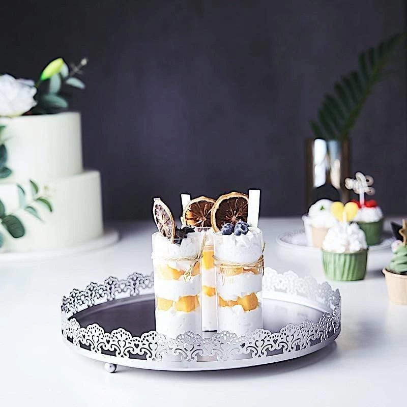 12 In Round Serving Trays With Decorative Embossed Rim - Image 18