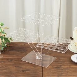 18 In Clear 3 Tier Acrylic Ice Cream Cone Holder Mini Dessert Display Stand