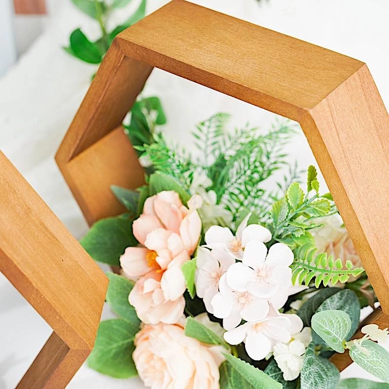 2 9 In Hexagon Geometric Wall Shelves Wood Centerpieces - Image 2