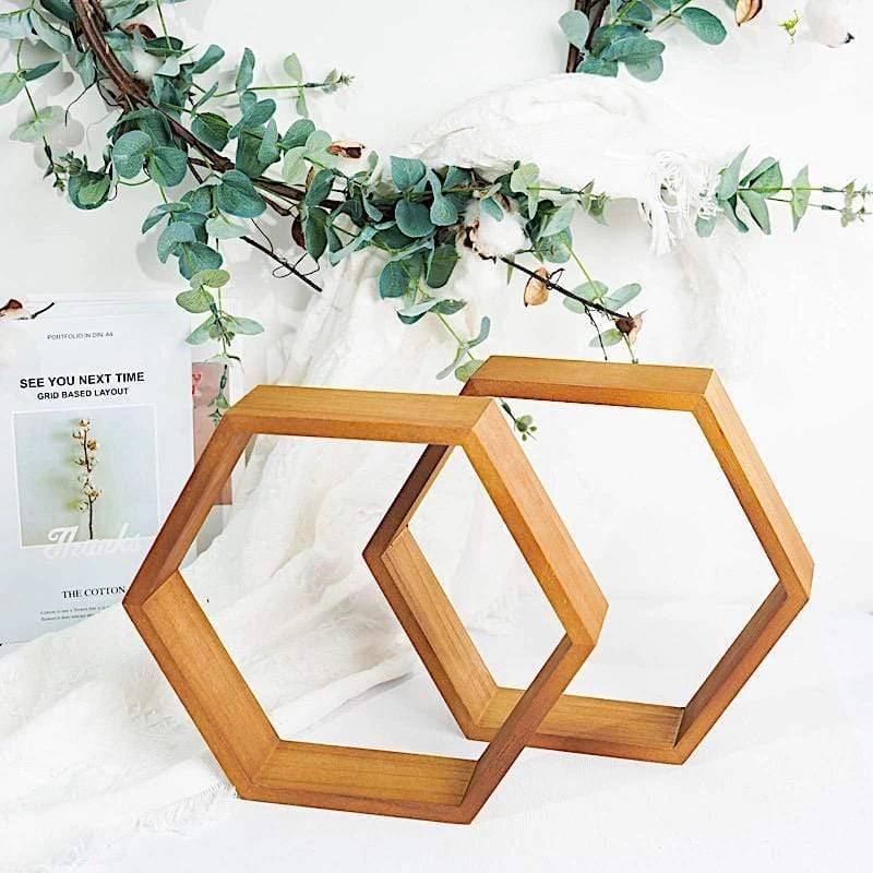 2 9 In Hexagon Geometric Wall Shelves Wood Centerpieces - Image 6
