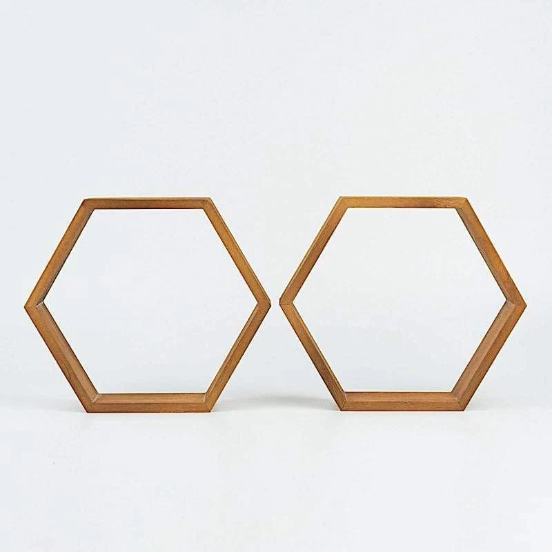 2 9 In Hexagon Geometric Wall Shelves Wood Centerpieces - Image 9