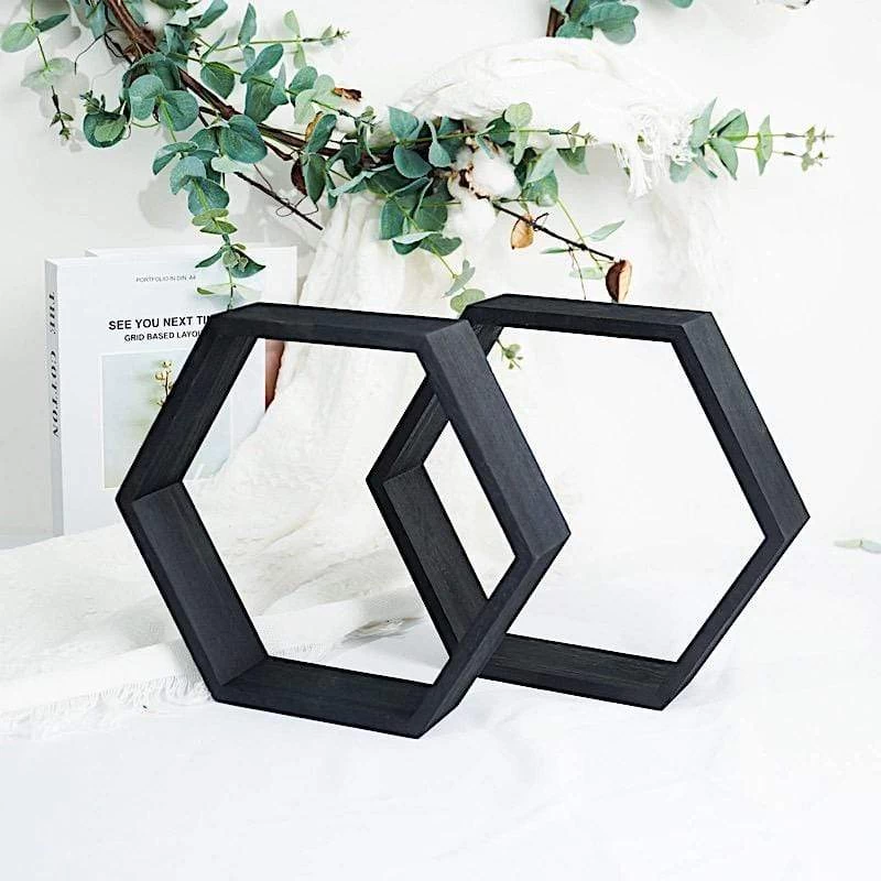 2 9 In Hexagon Geometric Wall Shelves Wood Centerpieces - Image 11