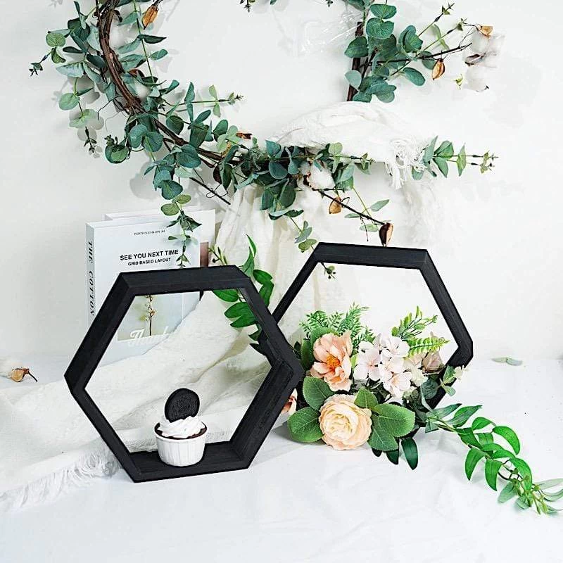 2 9 In Hexagon Geometric Wall Shelves Wood Centerpieces - Image 13