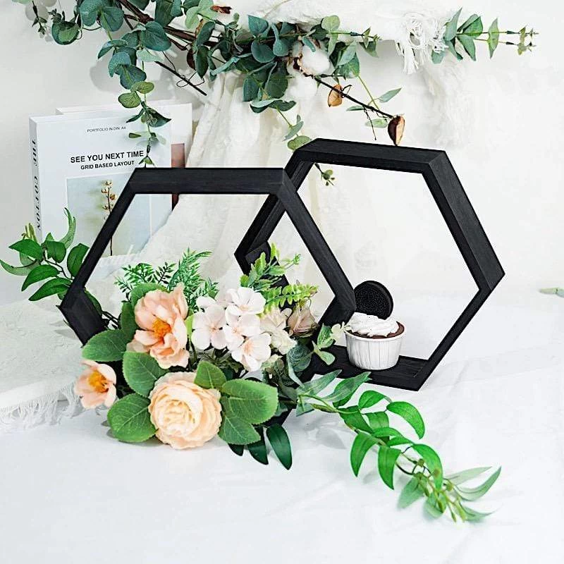2 9 In Hexagon Geometric Wall Shelves Wood Centerpieces - Image 14