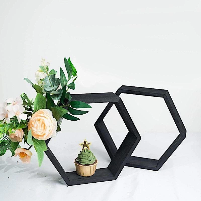 2 9 In Hexagon Geometric Wall Shelves Wood Centerpieces - Image 10