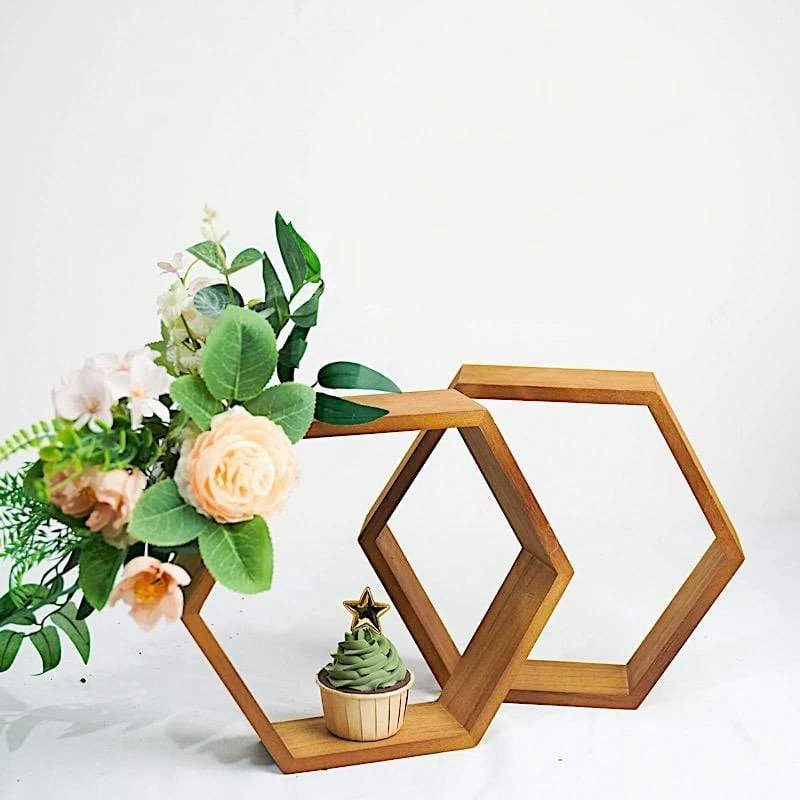 2 9 In Hexagon Geometric Wall Shelves Wood Centerpieces