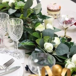 48" Long Green Artificial Eucalyptus Willow Leaves With Silk Ranunculus Flowers Vine Garland