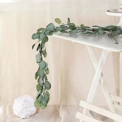 6.5 Ft Long Frosted Green Artificial Eucalyptus Leaves Vine Garland