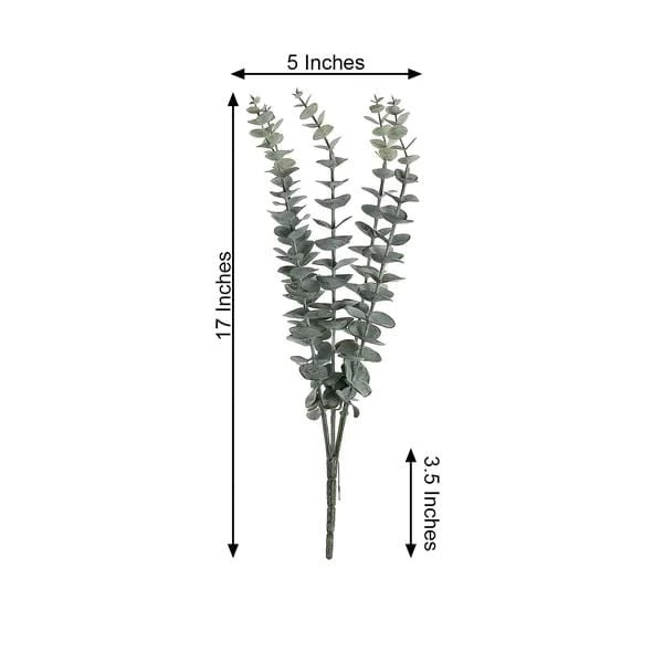 6 Frosted Green 17 In Artificial Eucalyptus Spray Faux Greenery Bushes - Image 8
