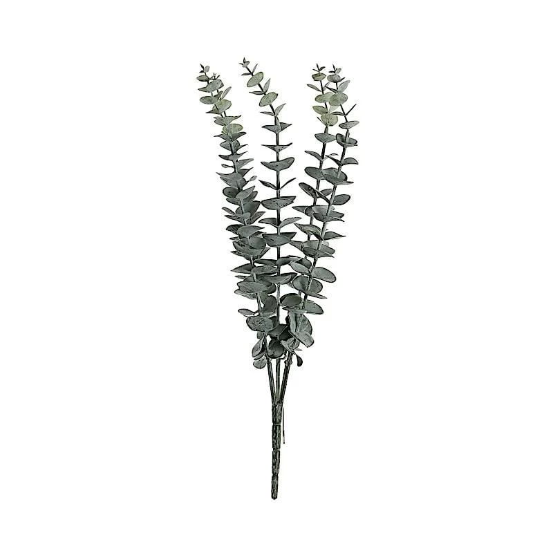 6 Frosted Green 17 In Artificial Eucalyptus Spray Faux Greenery Bushes - Image 7
