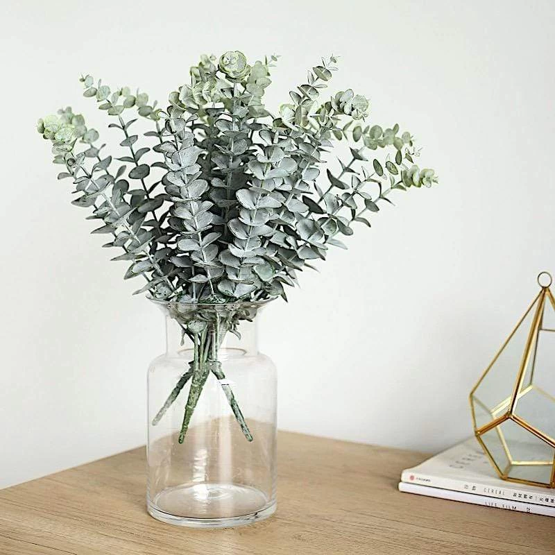 6 Frosted Green 17 In Artificial Eucalyptus Spray Faux Greenery Bushes