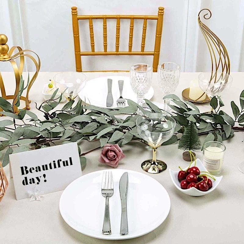 60" Long Frosted Green Artificial Willow Leaves Vine Garland - Image 7