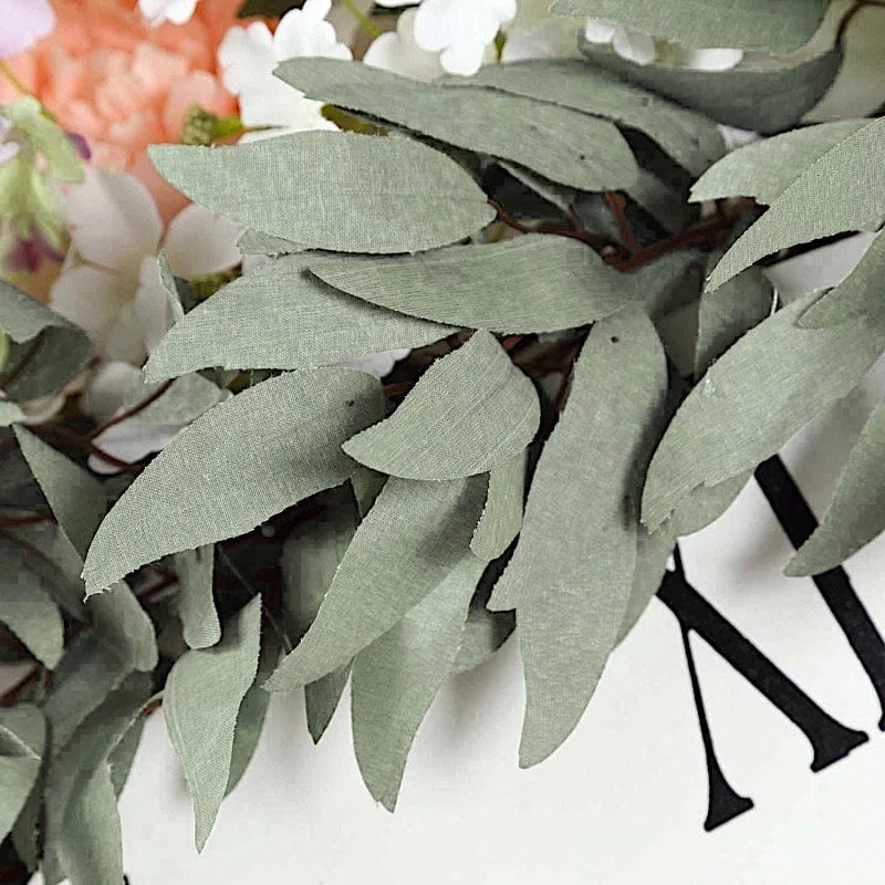 60" Long Frosted Green Artificial Willow Leaves Vine Garland - Image 5