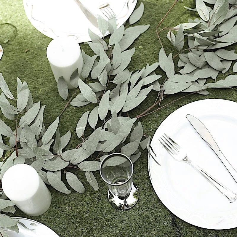 60" Long Frosted Green Artificial Willow Leaves Vine Garland - Image 9