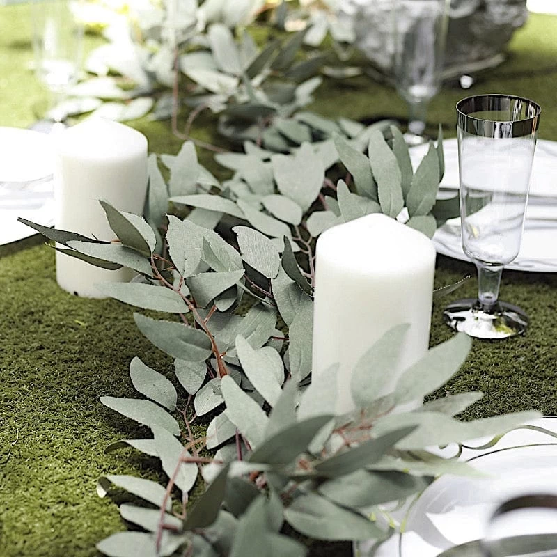60" Long Frosted Green Artificial Willow Leaves Vine Garland - Image 10