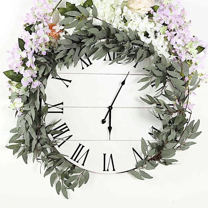 60" Long Frosted Green Artificial Willow Leaves Vine Garland - Image 2