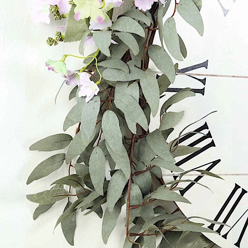 60" Long Frosted Green Artificial Willow Leaves Vine Garland - Image 6