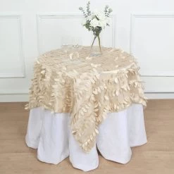 54x54 In Taffeta 3D Leaves Design Square Tablecloth