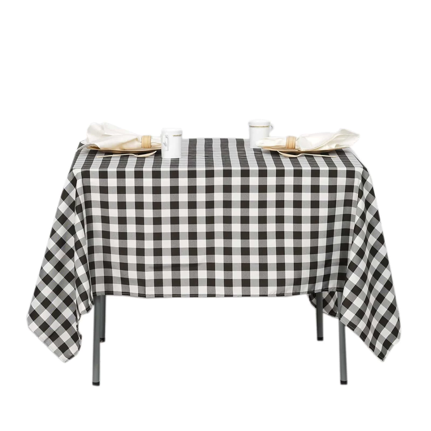 70" X 70" Square Gingham Checkered Polyester Tablecloth - Image 3