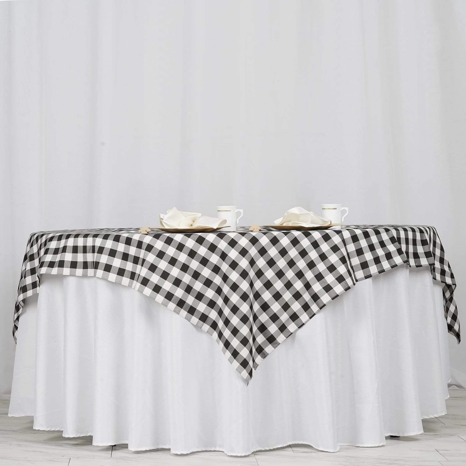 70" X 70" Square Gingham Checkered Polyester Tablecloth - Image 5