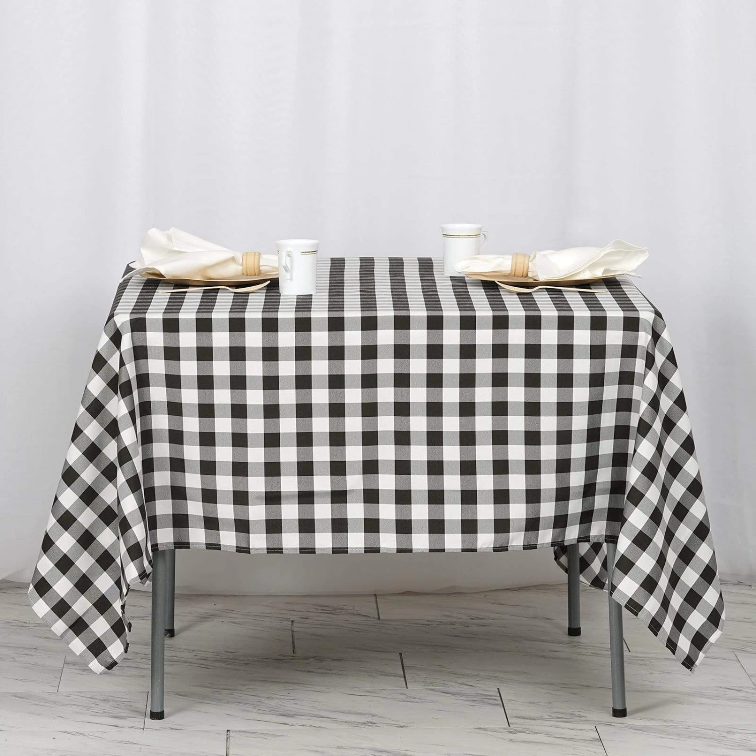 70" X 70" Square Gingham Checkered Polyester Tablecloth - Image 8