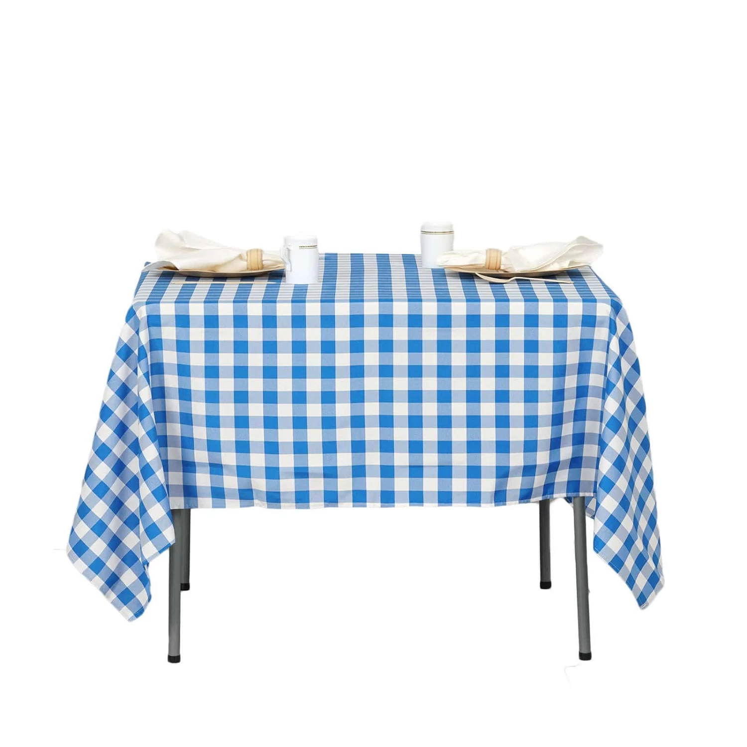 70" X 70" Square Gingham Checkered Polyester Tablecloth - Image 13