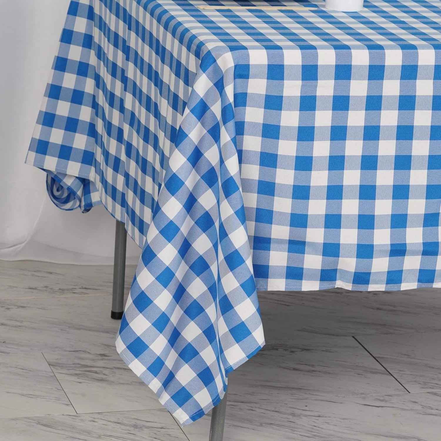 70" X 70" Square Gingham Checkered Polyester Tablecloth - Image 15