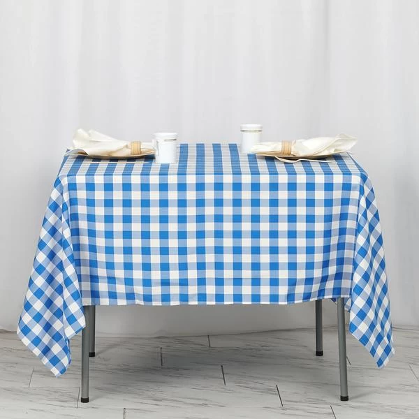 70" X 70" Square Gingham Checkered Polyester Tablecloth - Image 16