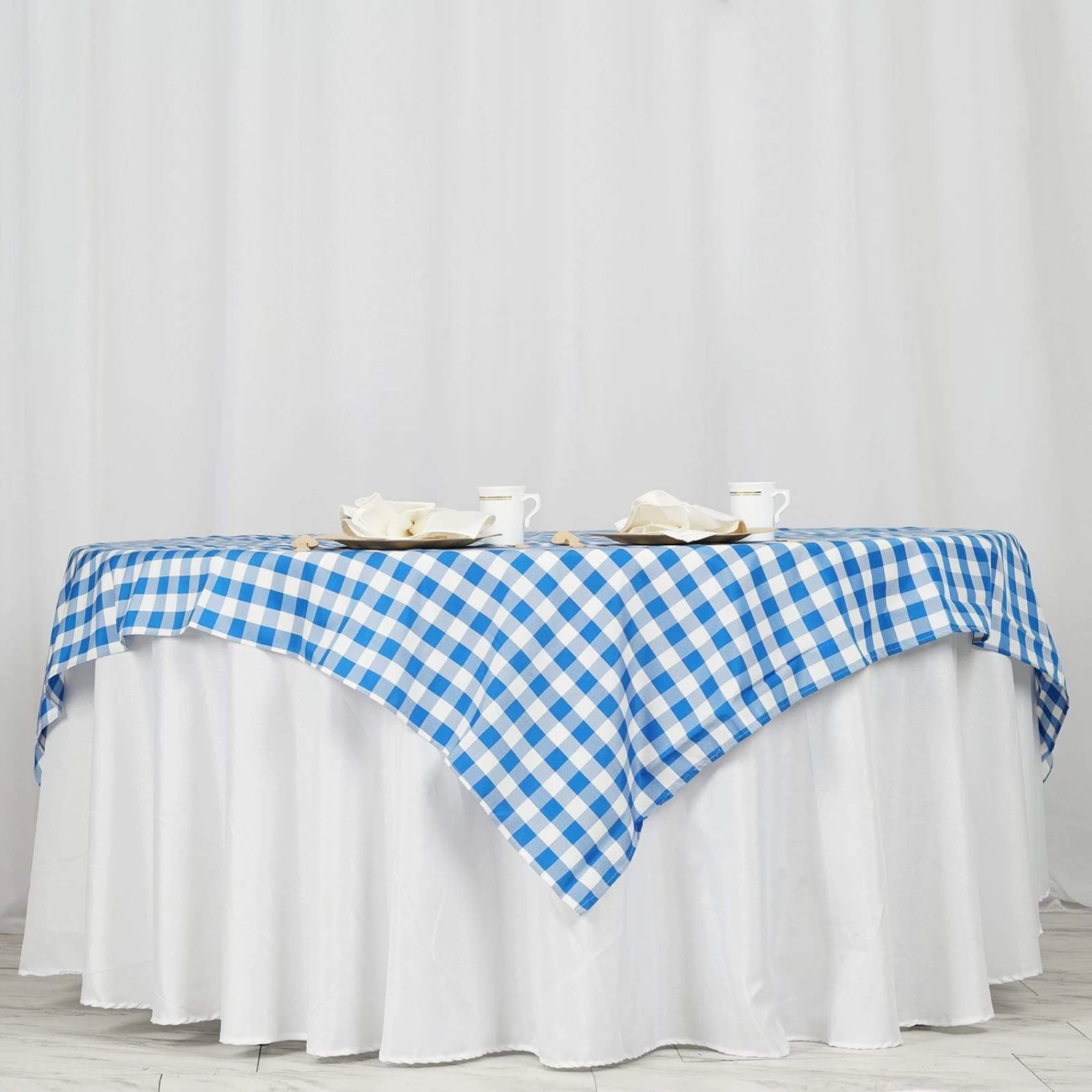 70" X 70" Square Gingham Checkered Polyester Tablecloth - Image 18