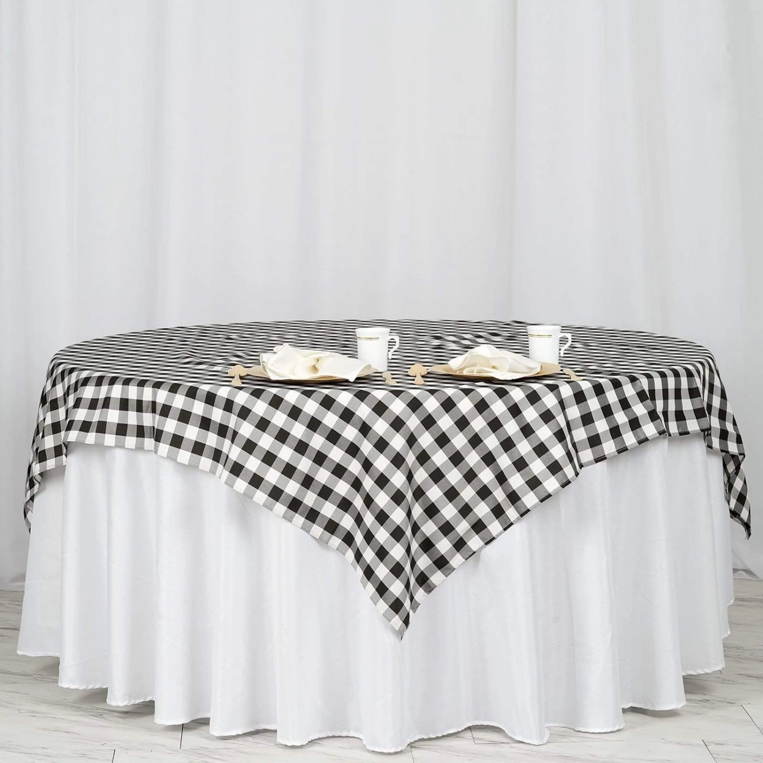 70" X 70" Square Gingham Checkered Polyester Tablecloth