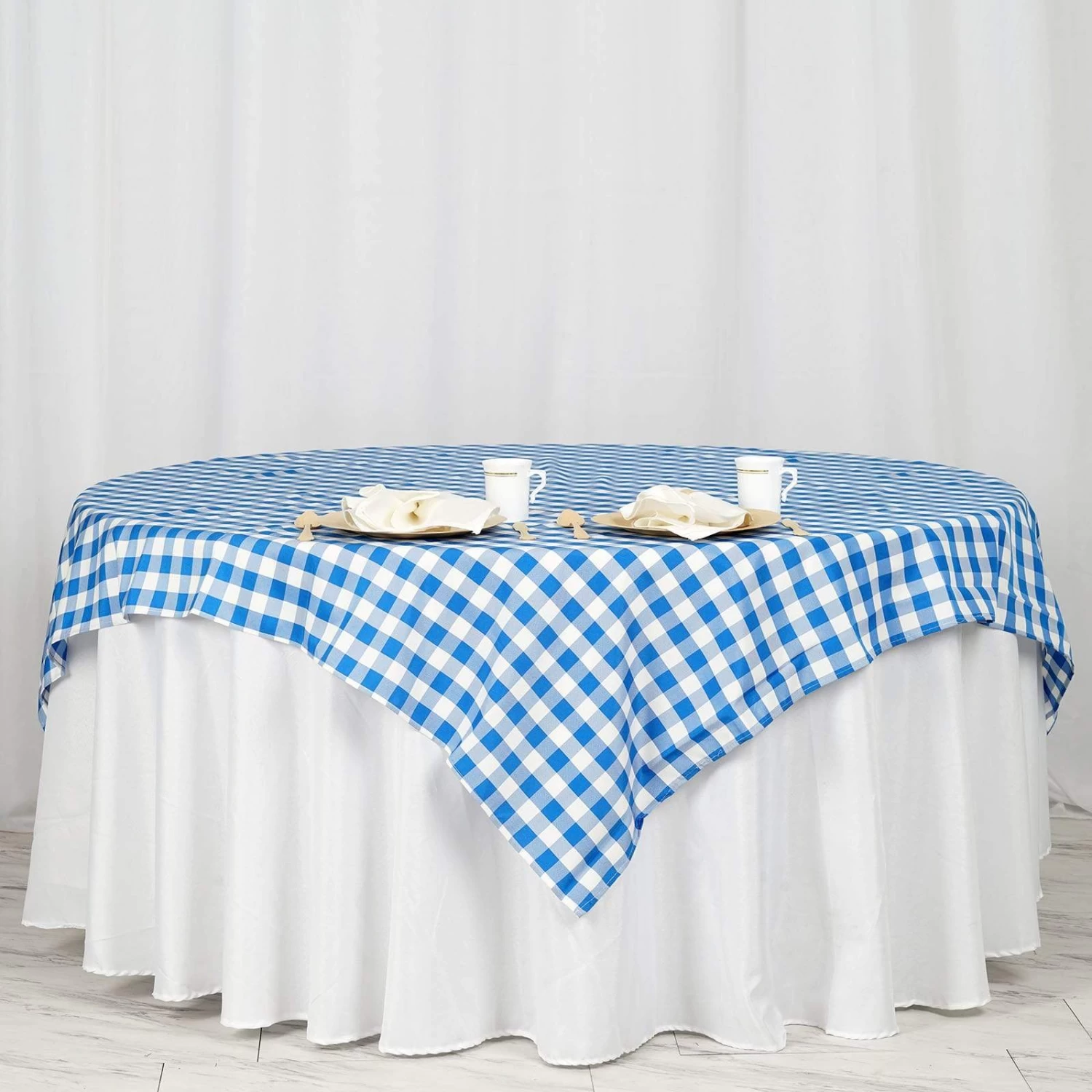 70" X 70" Square Gingham Checkered Polyester Tablecloth - Image 11