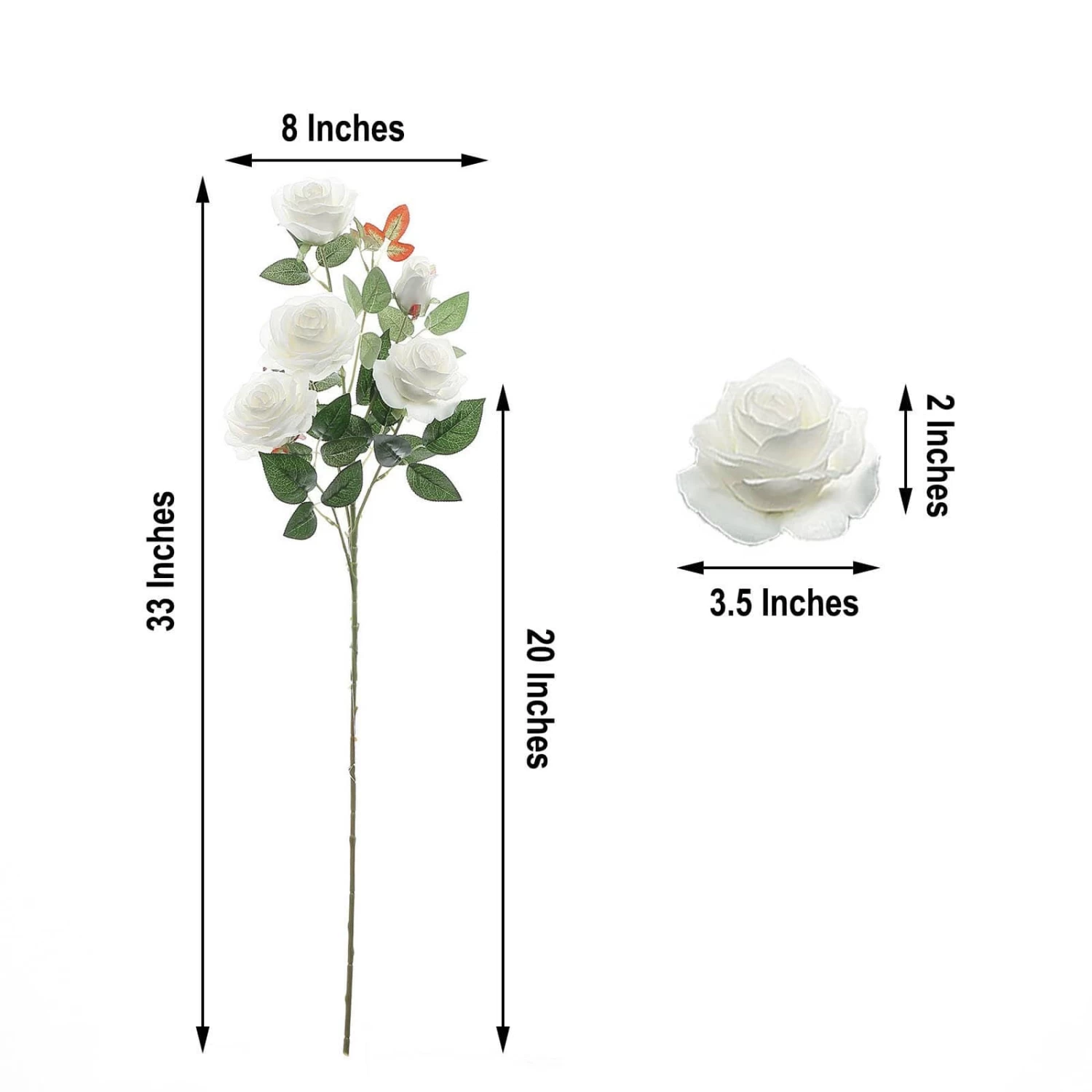 2 Pcs 33 In Long Single Stem Silk Rose Bouquets - Image 2