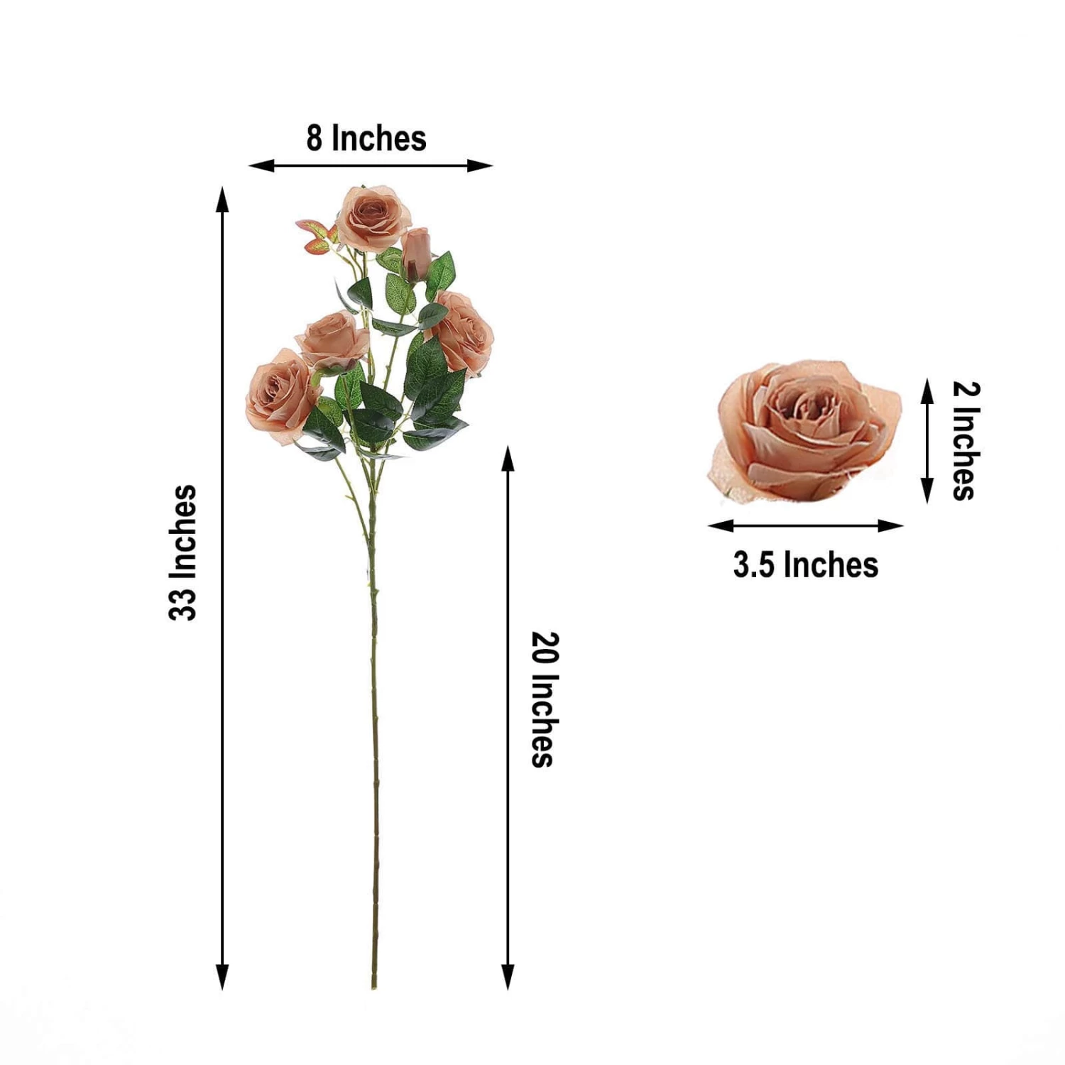 2 Pcs 33 In Long Single Stem Silk Rose Bouquets - Image 10