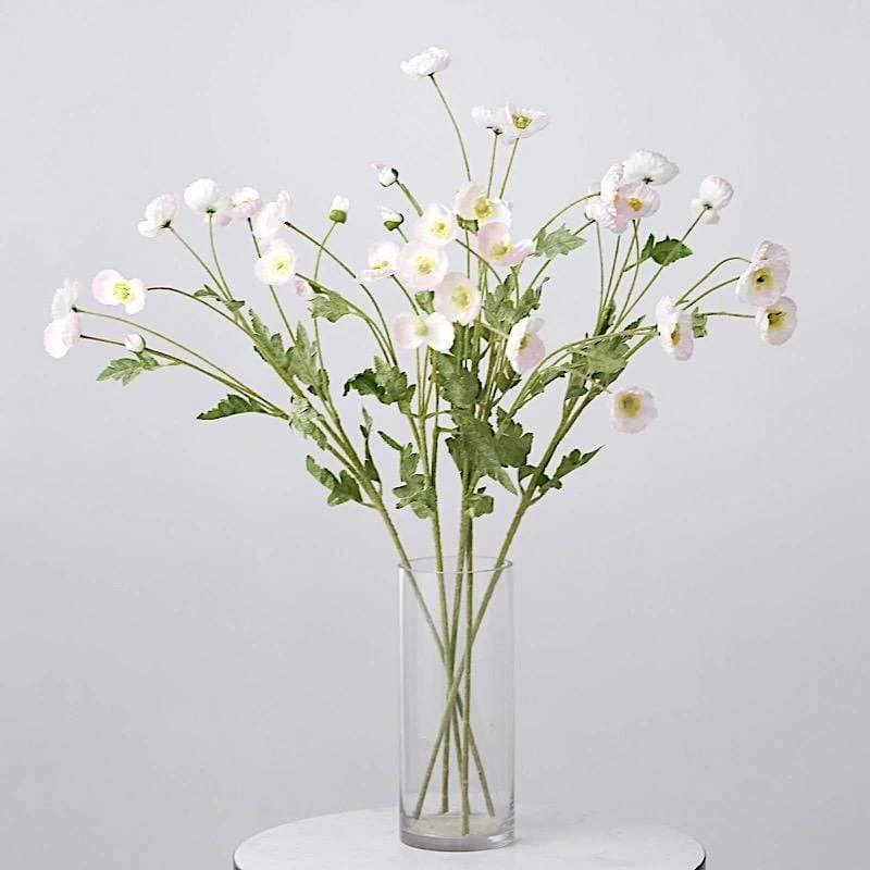 2 33 In Long Stem Silk Poppy Sprays Artificial Flower Bushes - Image 8