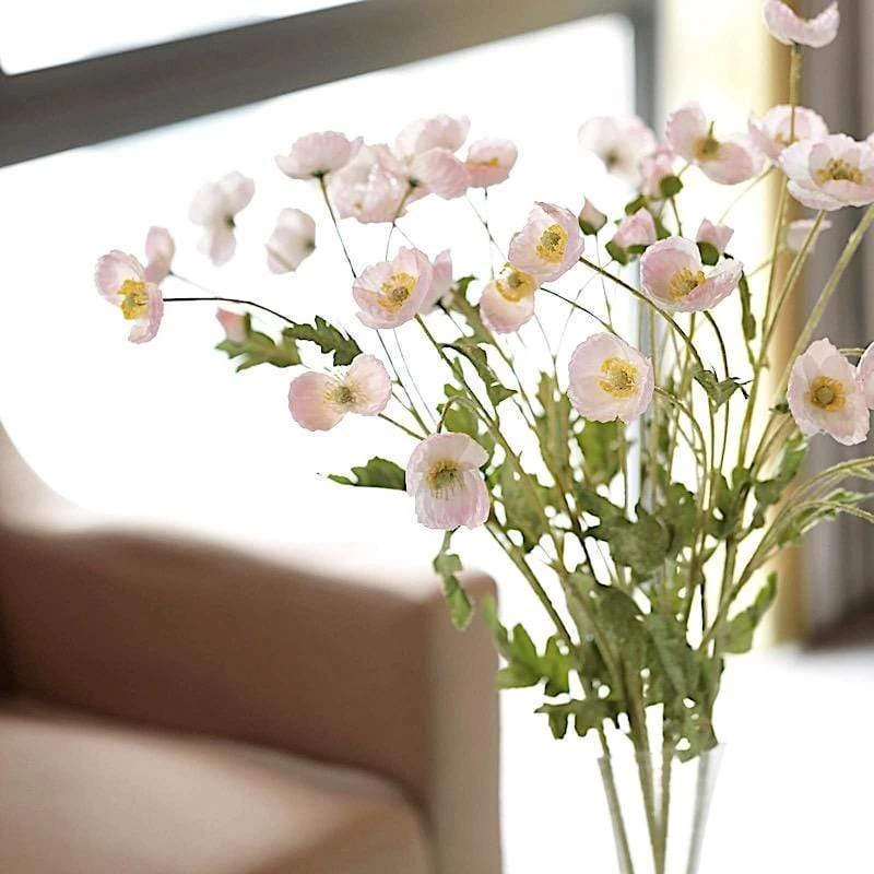 2 33 In Long Stem Silk Poppy Sprays Artificial Flower Bushes - Image 9