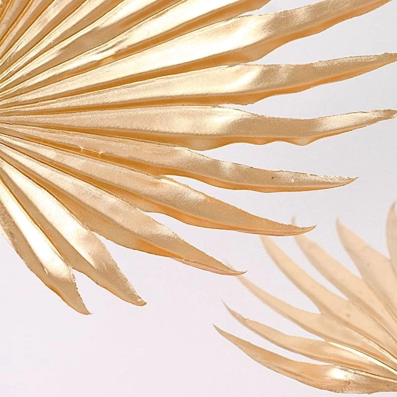 2 Gold 35" Metallic Artificial Palm Leaves Faux Tropical Plant Stems - Image 3