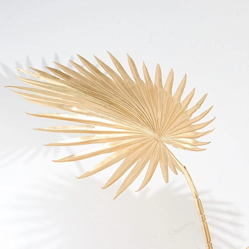 2 Gold 35" Metallic Artificial Palm Leaves Faux Tropical Plant Stems - Image 5
