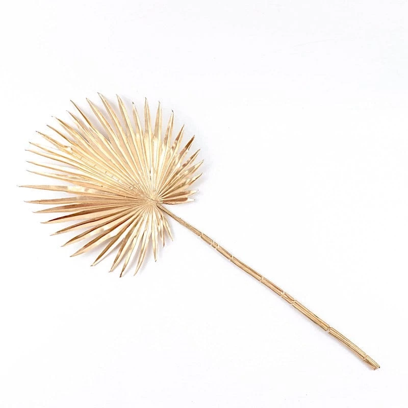 2 Gold 35" Metallic Artificial Palm Leaves Faux Tropical Plant Stems - Image 9