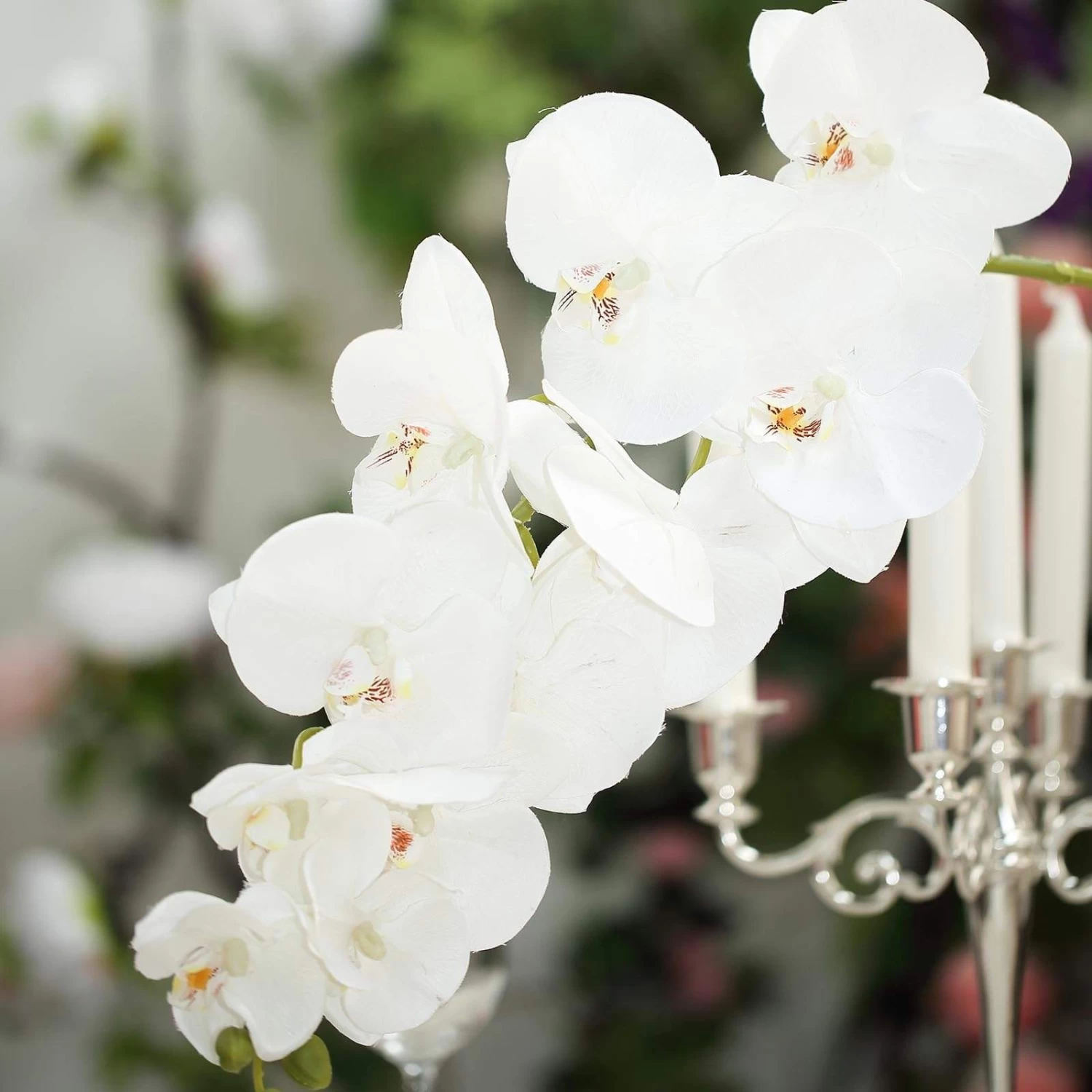 2 Pcs 40 In Tall Artificial Faux Silk Orchid Flowers Sprays Stems - Image 2