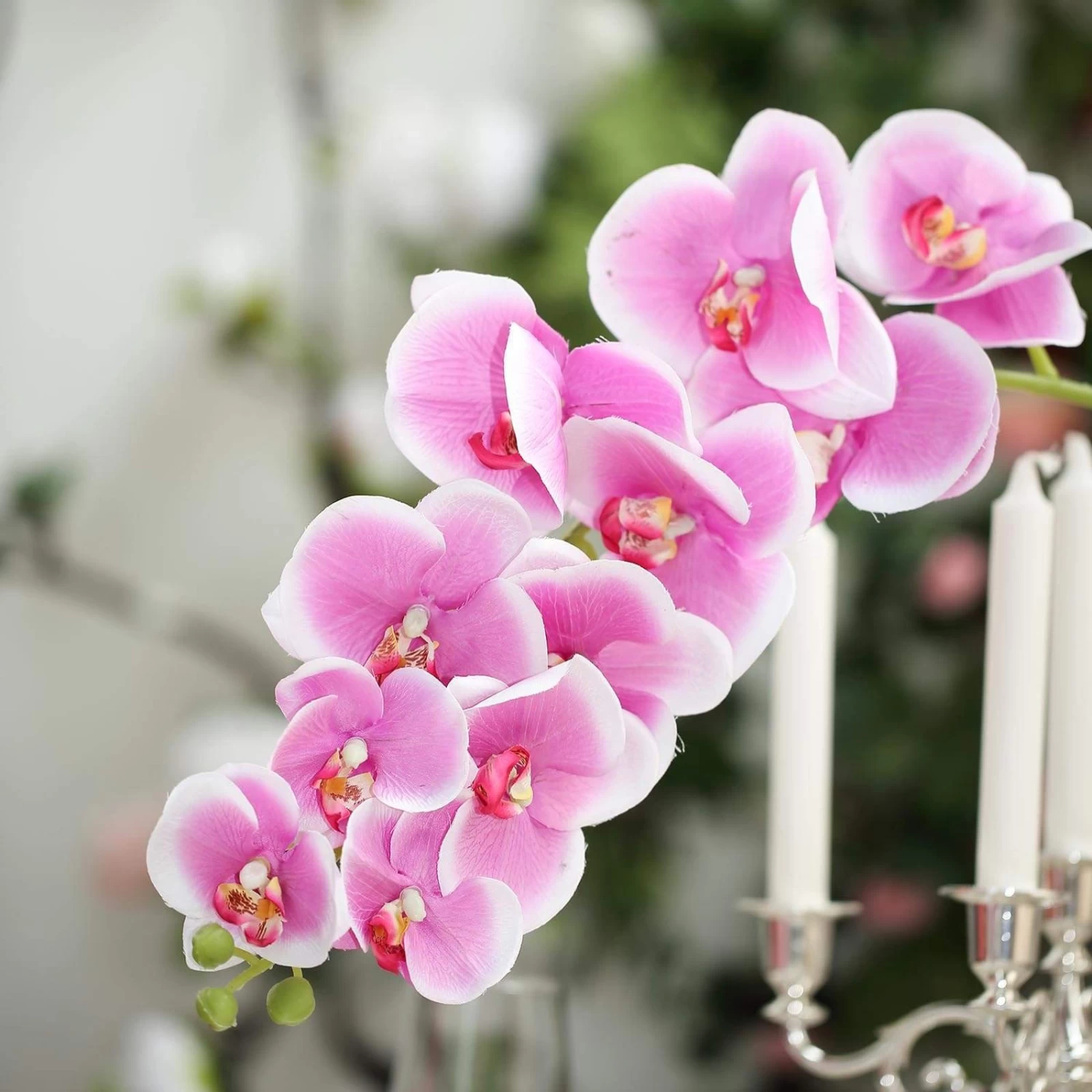 2 Pcs 40 In Tall Artificial Faux Silk Orchid Flowers Sprays Stems - Image 12