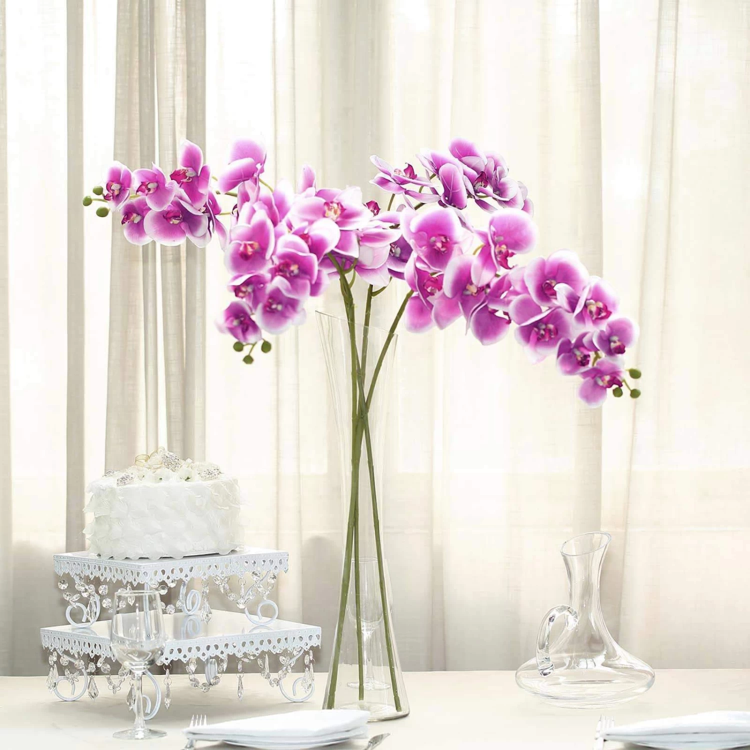 2 Pcs 40 In Tall Artificial Faux Silk Orchid Flowers Sprays Stems - Image 16