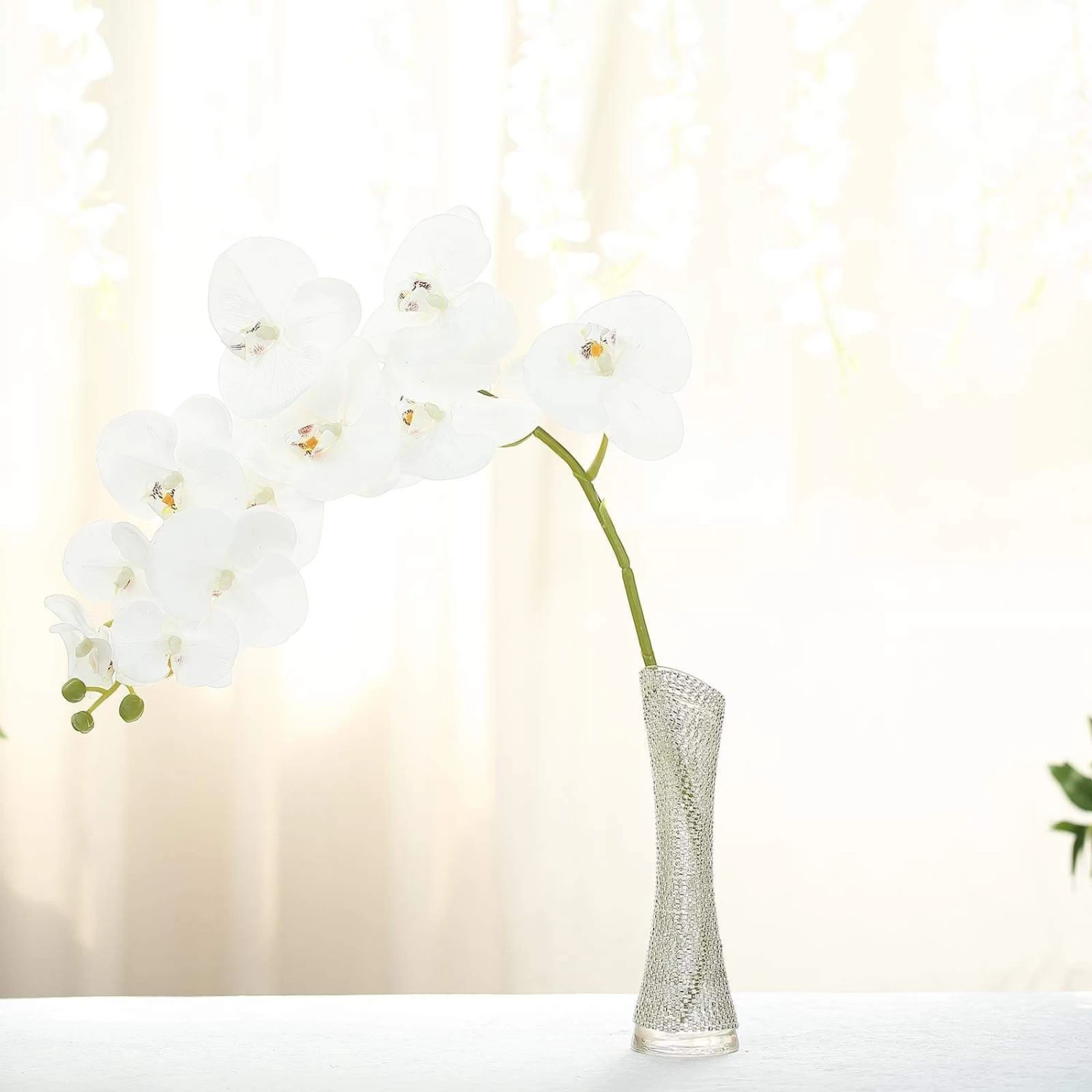 2 Pcs 40 In Tall Artificial Faux Silk Orchid Flowers Sprays Stems