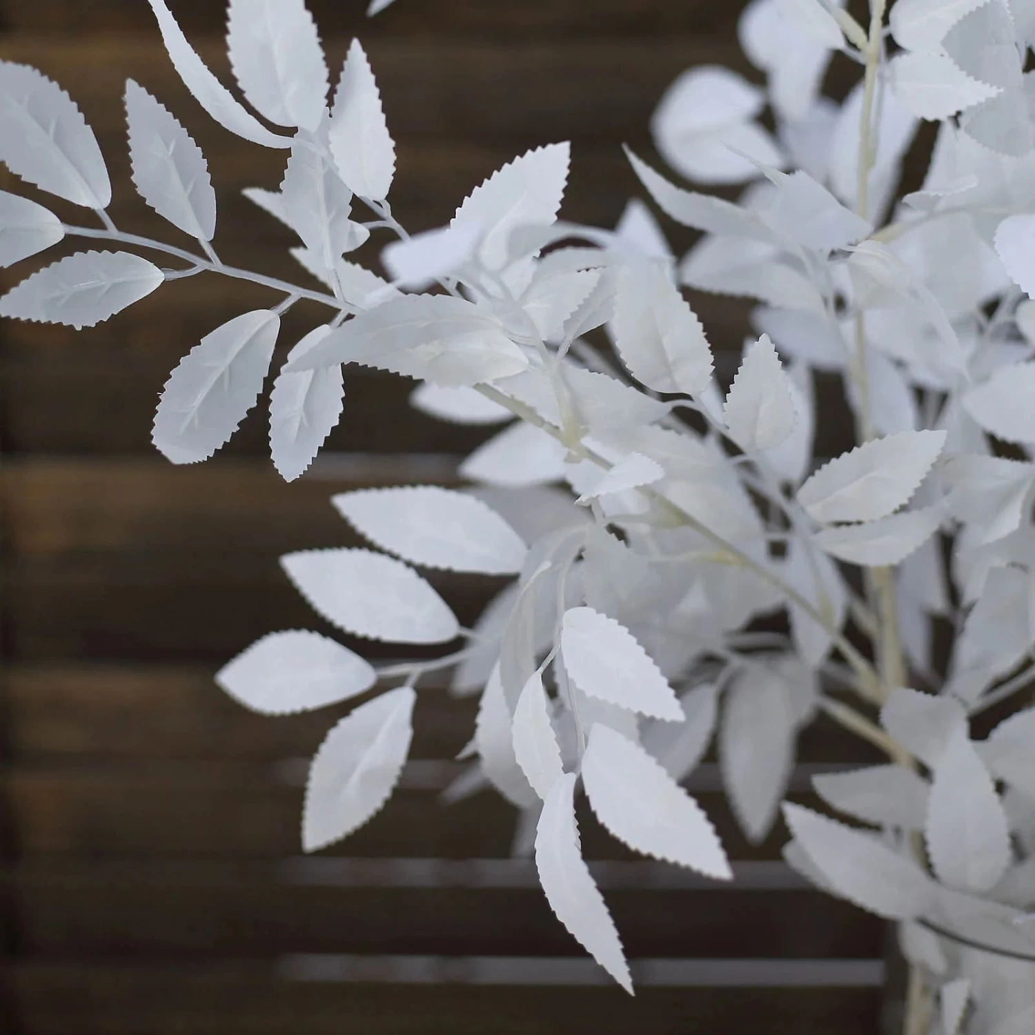 2 White 42 In Artificial Beech Leaves Bushes Silk Plant Stems - Image 5