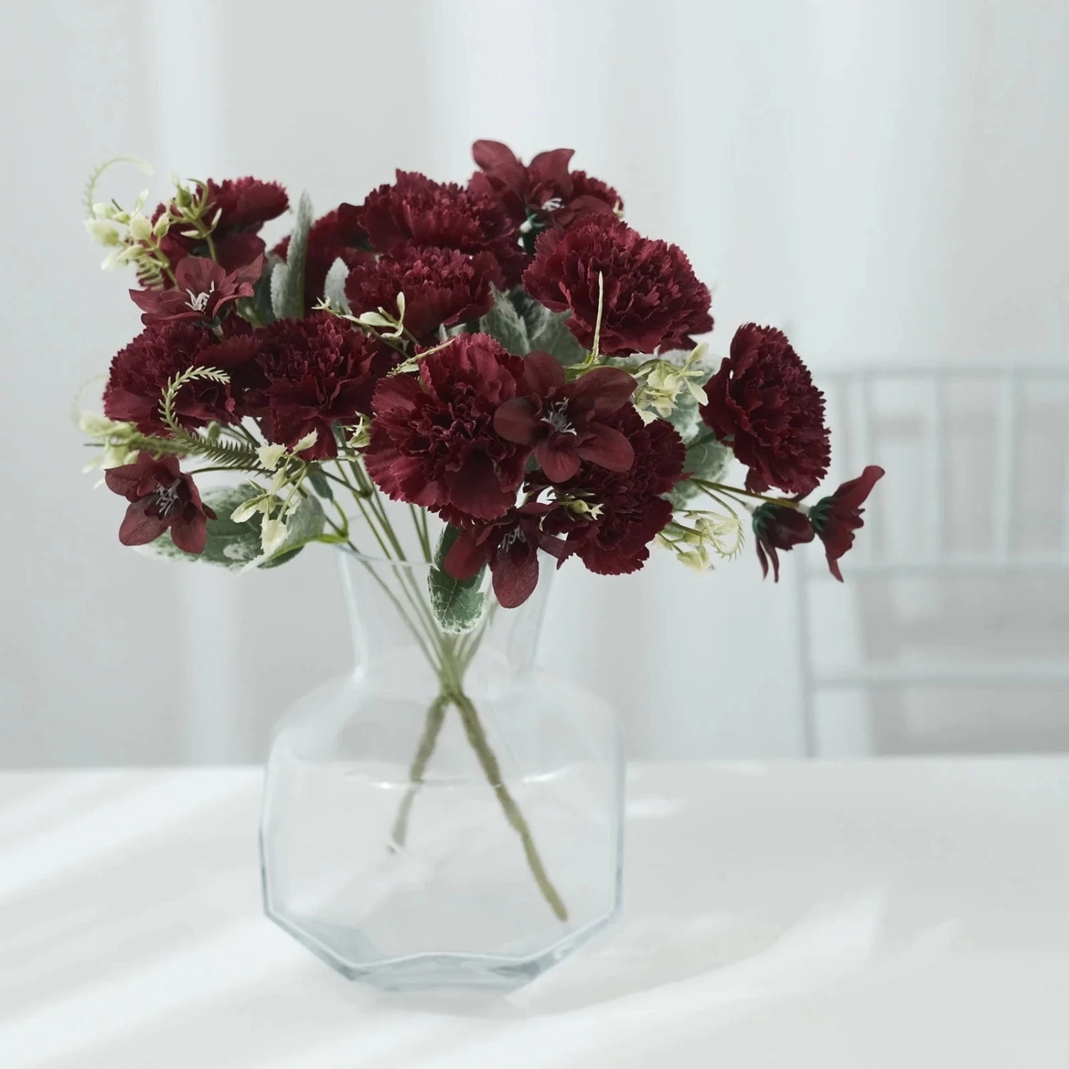 3 Bushes 14 In Artificial Flowers Silk Carnation Floral Bouquets - Image 6