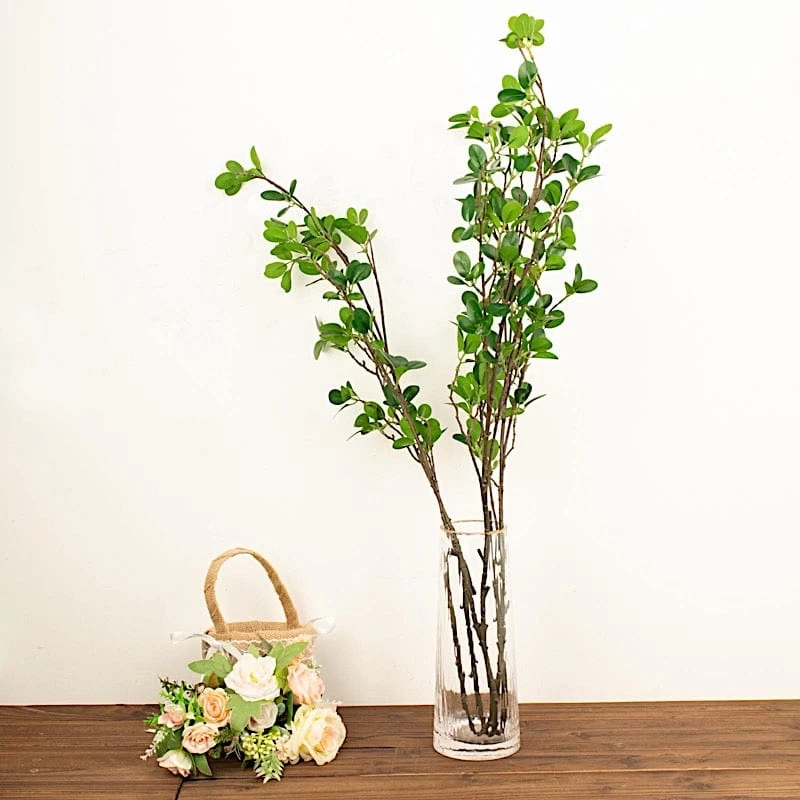 3 Green 43 In Artificial Leaves Stems Faux Greenery Plant Branches