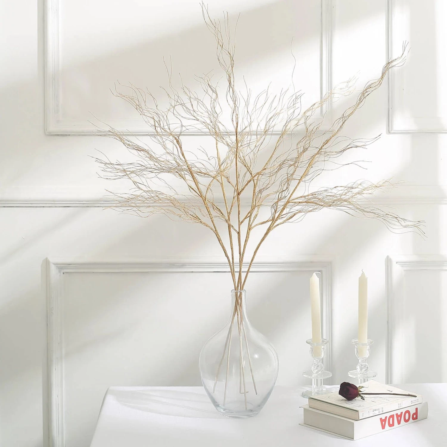 4 Metallic Gold 39" Long Stem Artificial Twigs Bendable Willow Sprays - Image 7