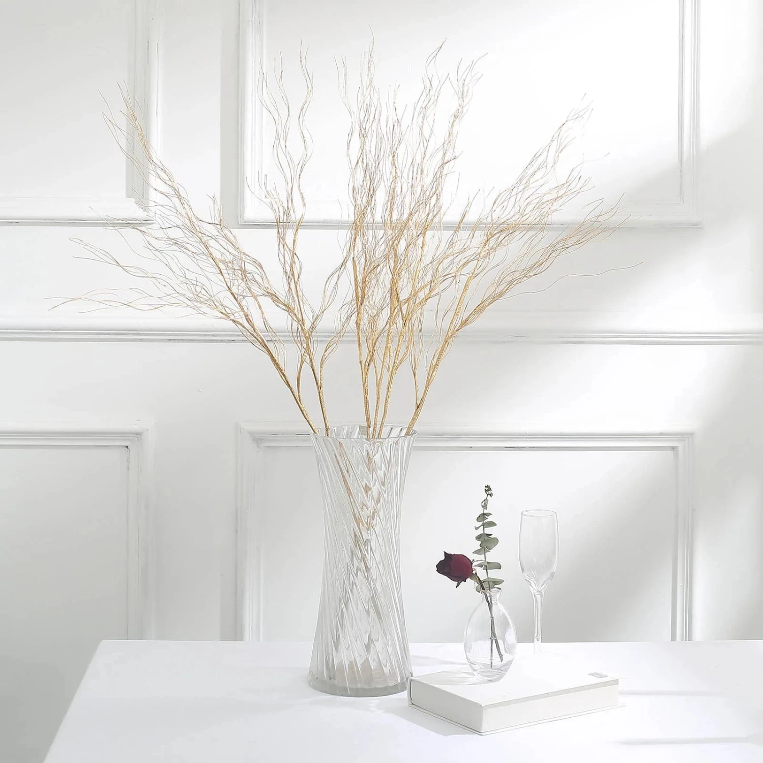 4 Metallic Gold 39" Long Stem Artificial Twigs Bendable Willow Sprays - Image 6